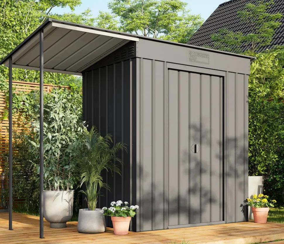Globel Gerätehaus Planus 64, inkl. Schleppdach, ca. B242/H197/T124 cm