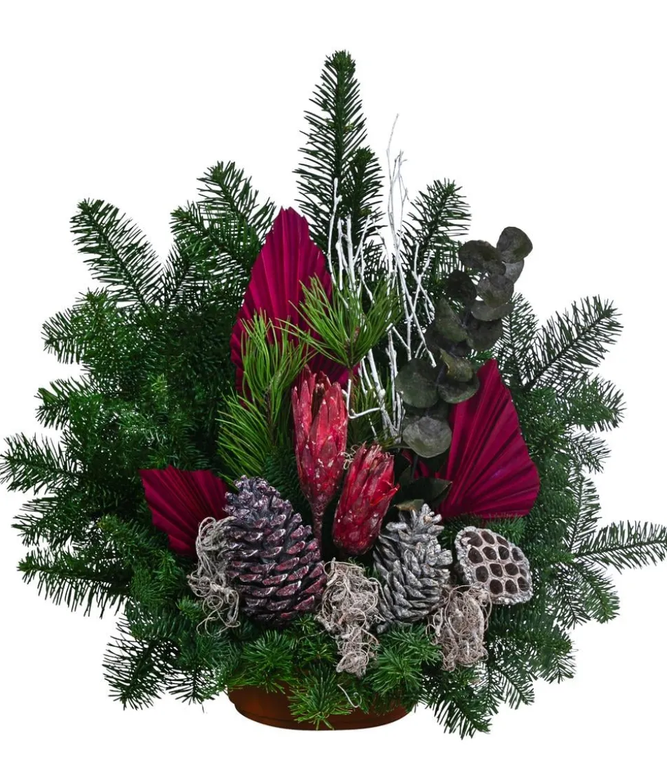 Grabgesteck aus Nobilis-Tanne, dunkelrot, ca. B45/H45/T30 cm