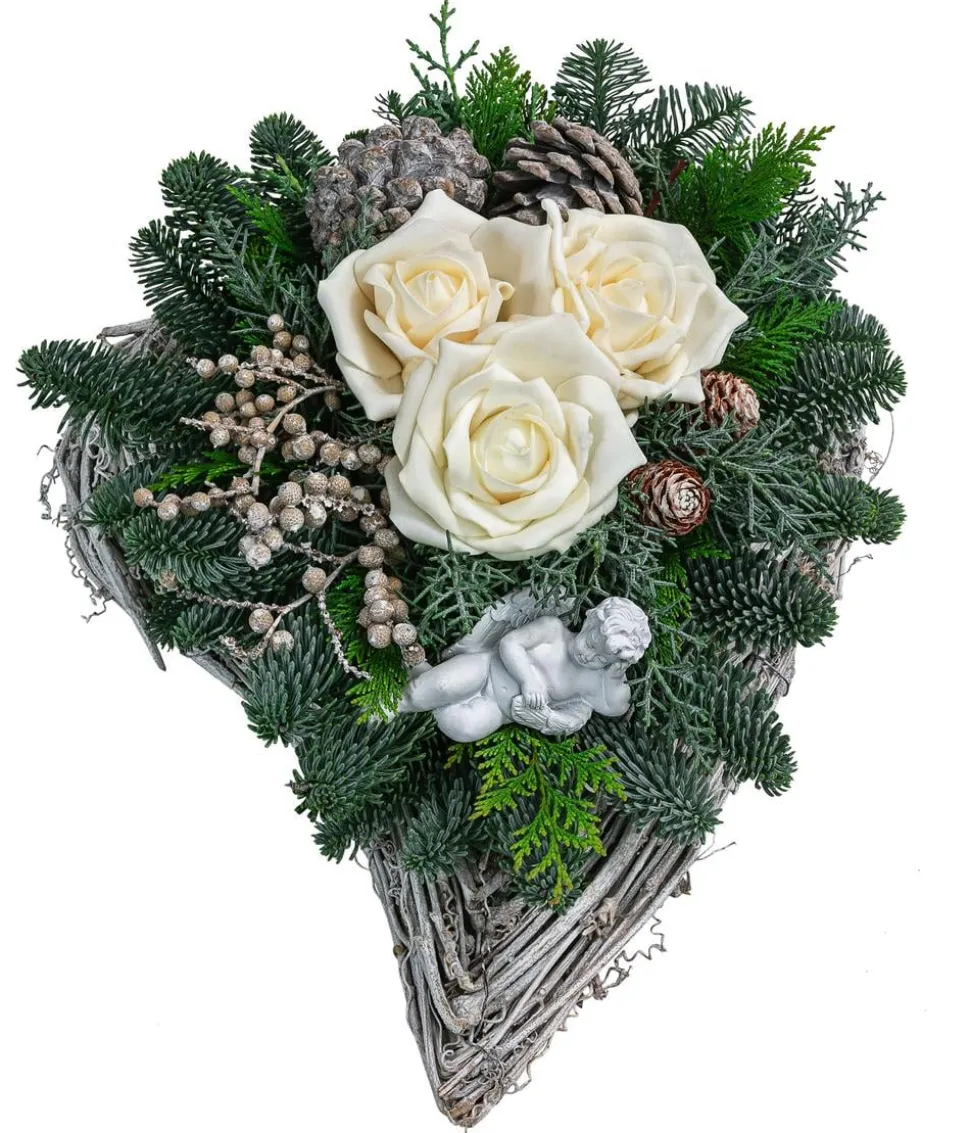 Grabgesteck aus Rebe, creme, ca. B40/H30/T35 cm