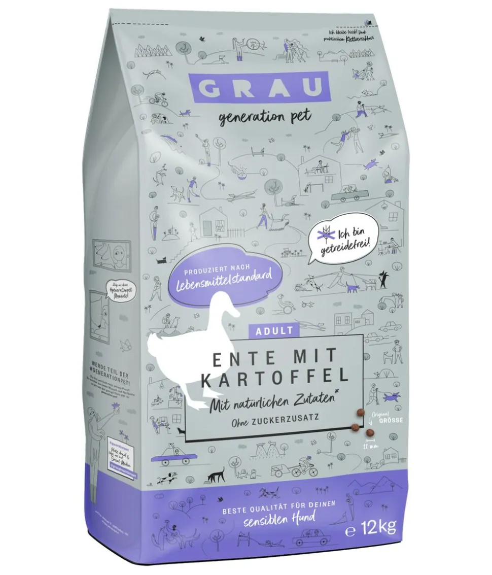 GRAU Trockenfutter für Hunde Adult, Monoprotein 12 kg