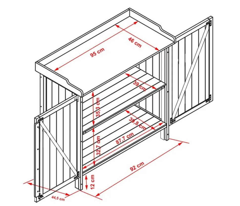Habau Gartentisch mit Unterschrank, ca. B98/H95/T48 cm