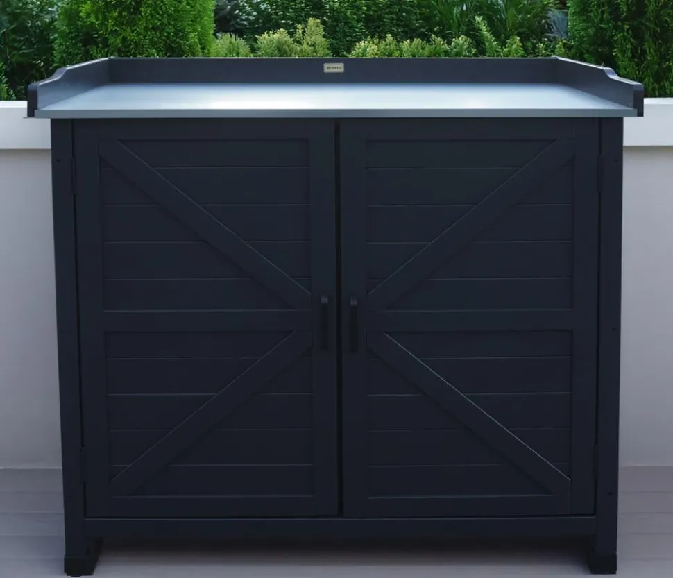 Habau Holz-Gartenschrank Roger, anthrazit, ca. B98/H95/T48 cm