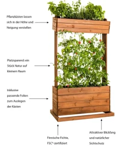 Hecht Holz-Hochbeet Cube 2, braun, ca. B82/H145/T50 cm
