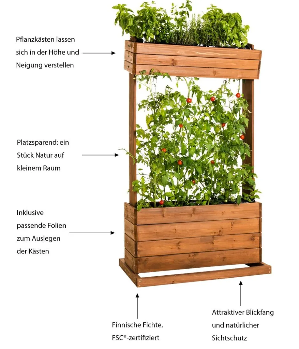 Hecht Holz-Hochbeet Cube 2, braun, ca. B82/H145/T50 cm