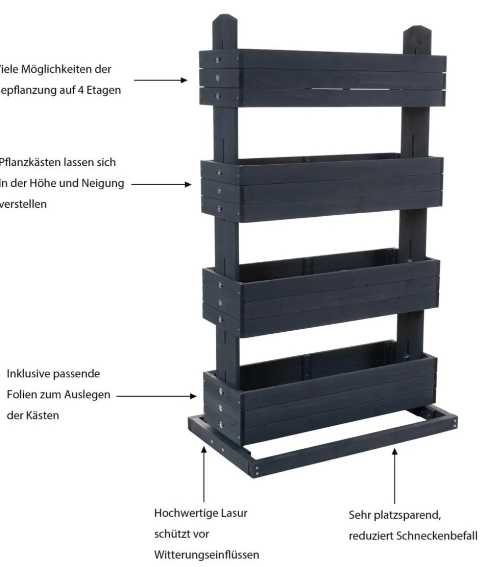 Hecht Vertikales Holz-Hochbeet Cube 4, ca. B82/H145/T50 cm