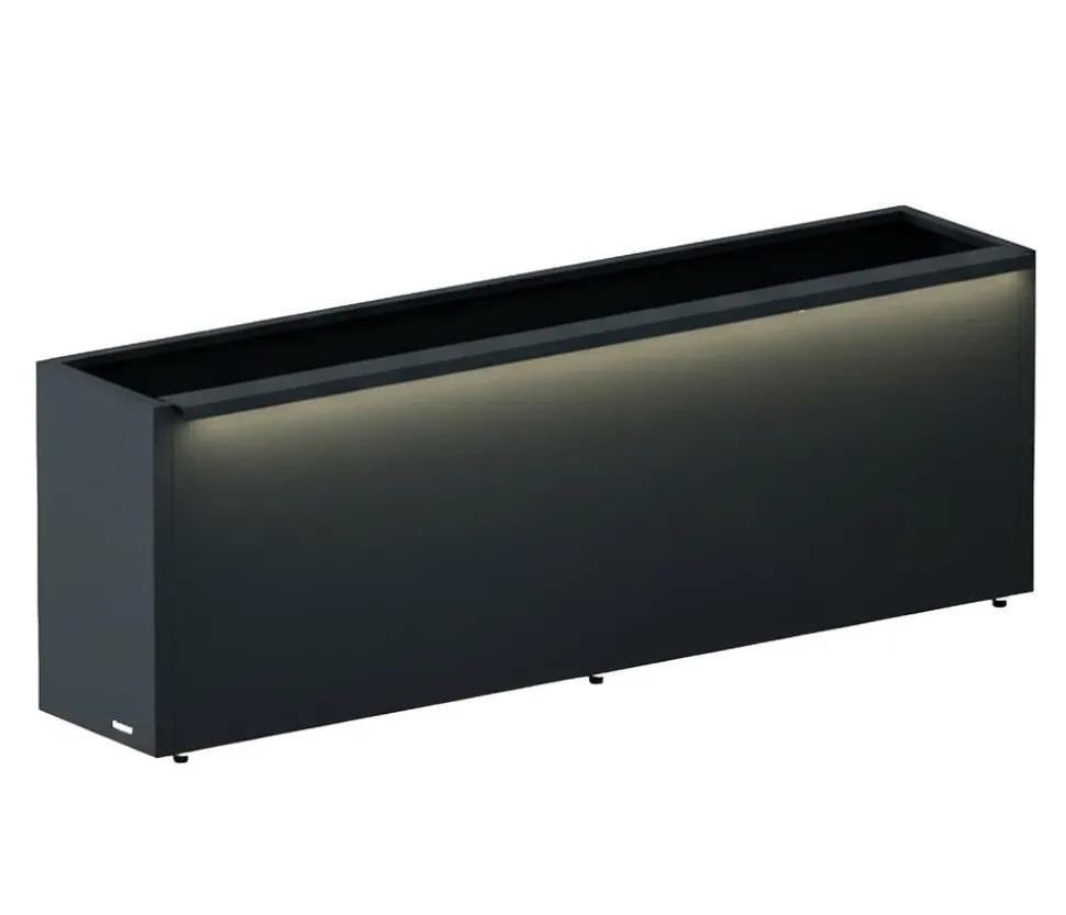 Herstera Metall-Pflanzkasten Cube LED, rechteckig, anthrazit