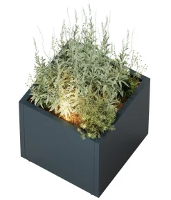Herstera Metall-Pflanzkasten Cube Edge LED, rechteckig, anthrazit, ca. B150 cm