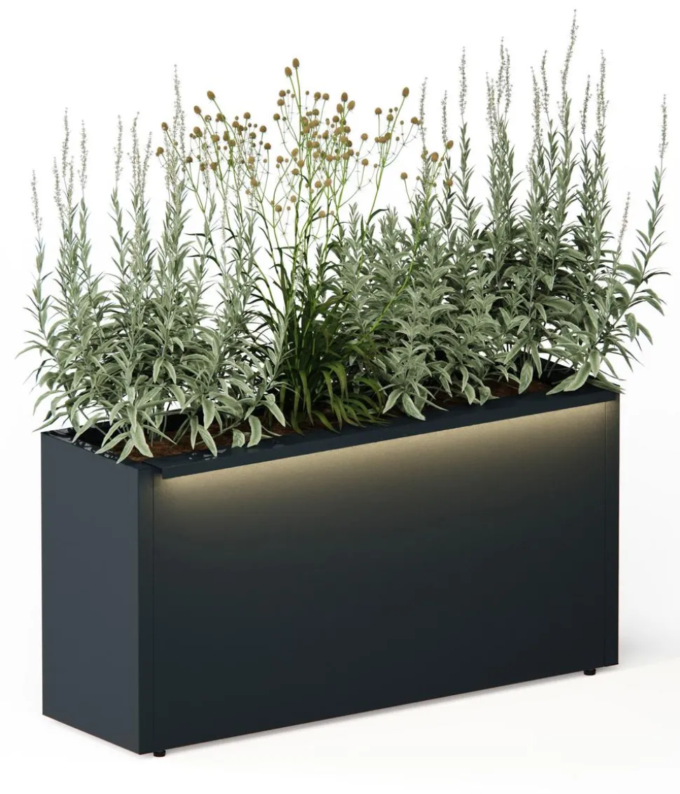 Herstera Metall-Pflanzkasten Cube LED, rechteckig, anthrazit