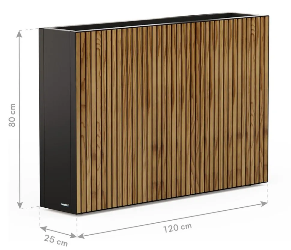Herstera Metall-Raumtrenner Deco Planter, rechteckig, schwarz/natur