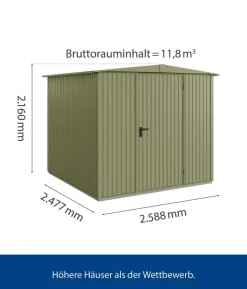 Hörmann Berry-Gerätehaus Classic-S Typ 2, ca. B258,8/H216/T247,7 cm