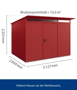 Hörmann Berry-Gerätehaus Classic-P Typ 3, ca. B312,7/H232,3/T283,4 cm