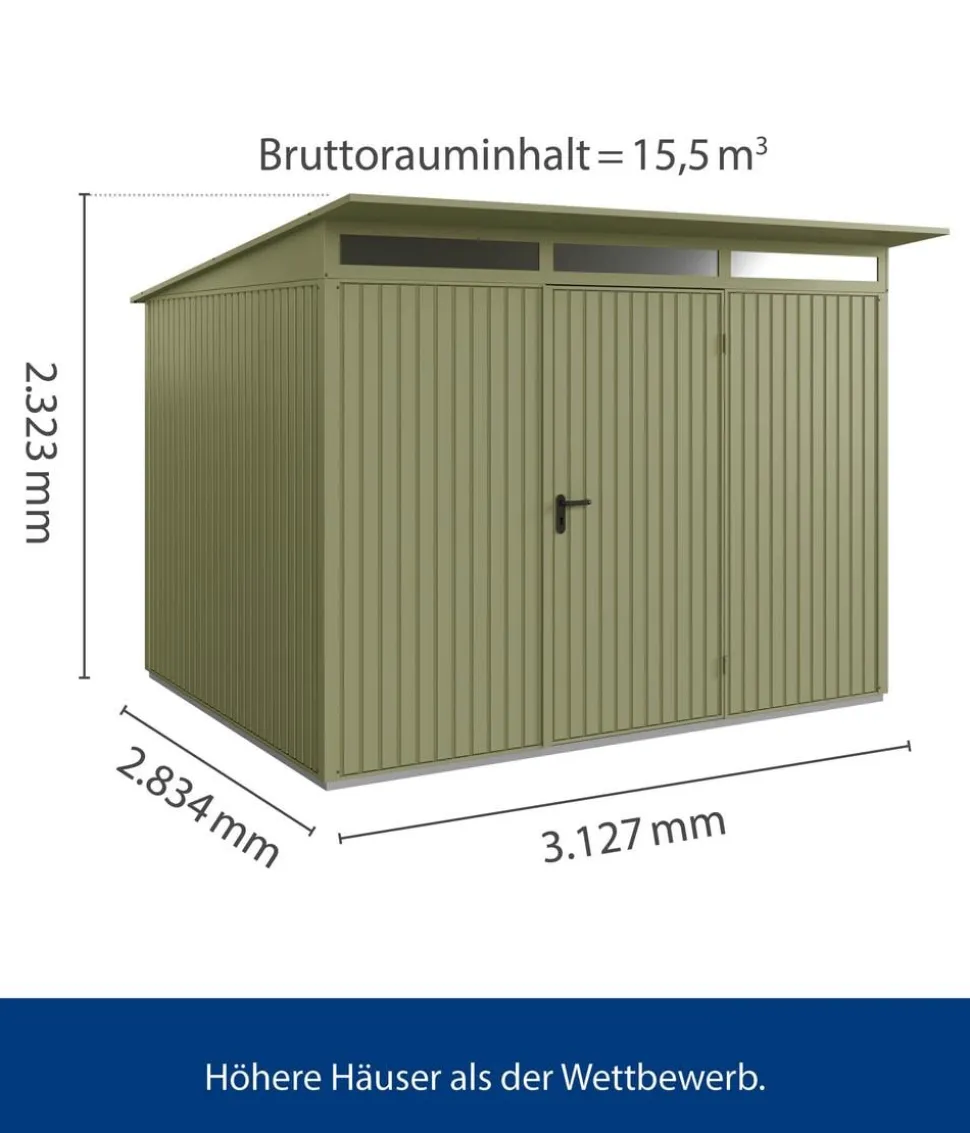Hörmann Berry-Gerätehaus Classic-P Typ 3, ca. B312,7/H232,3/T283,4 cm