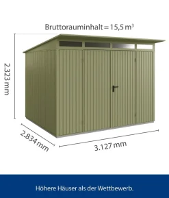 Hörmann Berry-Gerätehaus Classic-P Typ 3, ca. B312,7/H232,3/T283,4 cm