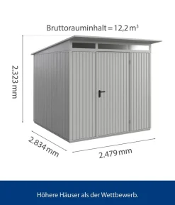 Hörmann Berry-Gerätehaus Classic-P Typ 2, ca. B247,9/H232,3/T283,4 cm