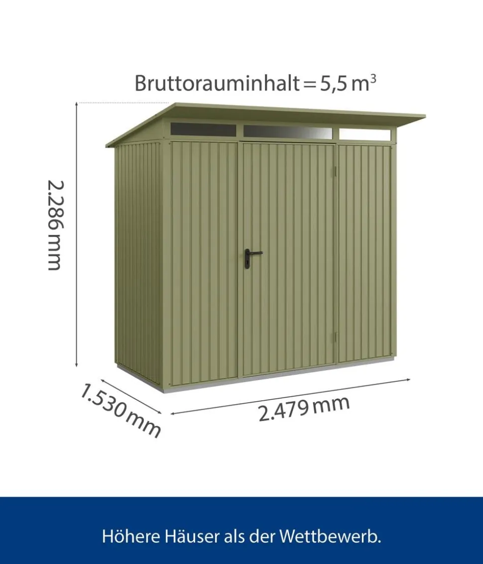 Hörmann Berry-Gerätehaus Classic-P Typ 1, ca. B247,9/H228,6/T153 cm