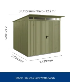Hörmann Berry-Gerätehaus Classic-P Typ 2, ca. B247,9/H232,3/T283,4 cm