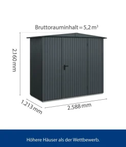 Hörmann Berry-Gerätehaus Classic-S Typ 1, ca. B258,8/H216/T121,3 cm
