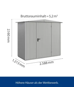 Hörmann Berry-Gerätehaus Classic-S Typ 1, ca. B258,8/H216/T121,3 cm