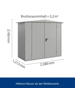 Hörmann Berry-Gerätehaus Classic-S Typ 1, ca. B258,8/H216/T121,3 cm