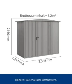 Hörmann Berry-Gerätehaus Classic-S Typ 1, ca. B258,8/H216/T121,3 cm