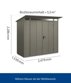 Hörmann Berry-Gerätehaus Modern-P Typ 1, ca. B247,9/H228,6/T153 cm
