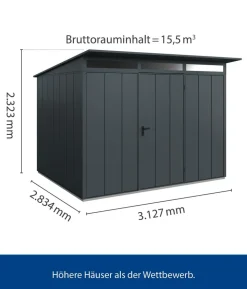 Hörmann Berry-Gerätehaus Modern-P Typ 3, ca. B312,7/H232,3/T283,4 cm