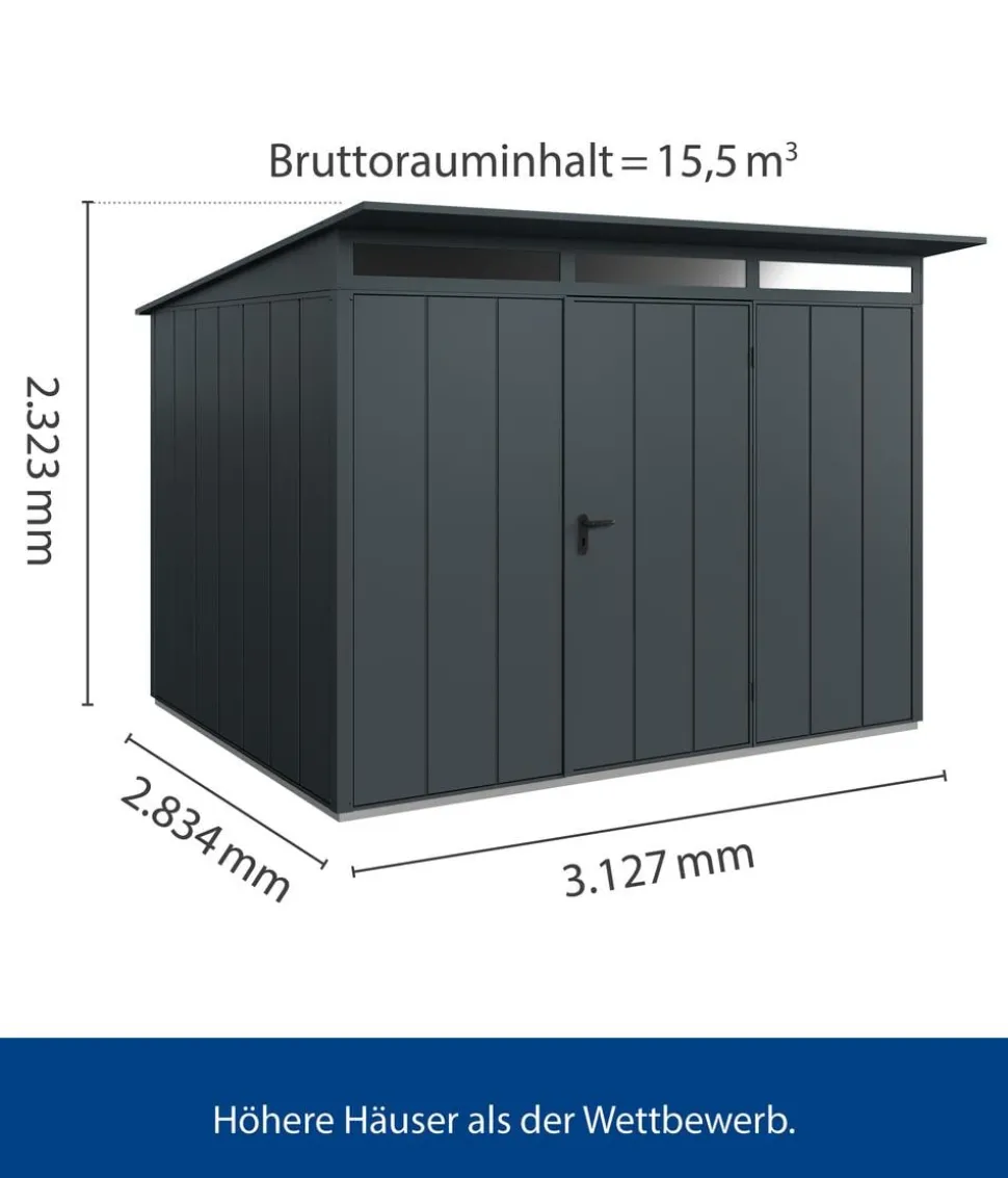Hörmann Berry-Gerätehaus Modern-P Typ 3, ca. B312,7/H232,3/T283,4 cm