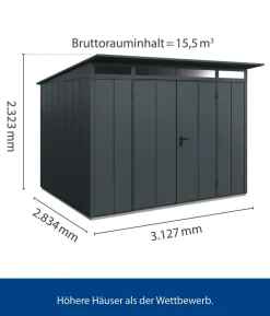 Hörmann Berry-Gerätehaus Modern-S Typ 3, ca. B323,6/H219,4/T247,7 cm