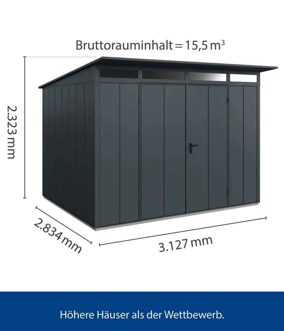 Hörmann Berry-Gerätehaus Modern-S Typ 3, ca. B323,6/H219,4/T247,7 cm