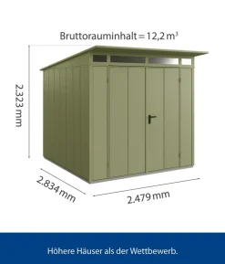 Hörmann Berry-Gerätehaus Modern-P Typ 2, ca. B247,9/H232,3/T283,4 cm