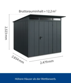 Hörmann Berry-Gerätehaus Modern-P Typ 2, ca. B247,9/H232,3/T283,4 cm