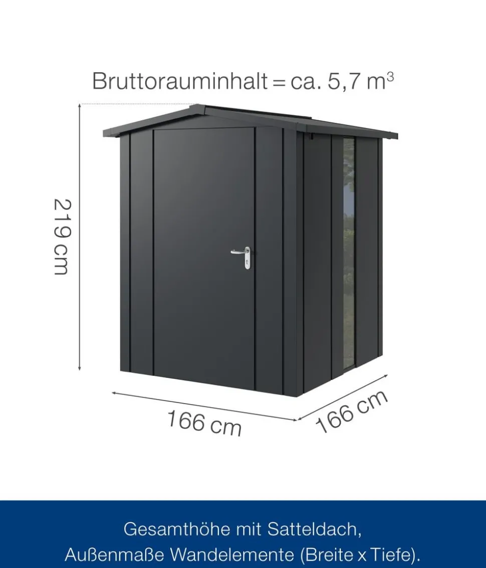 Hörmann Metallgerätehaus Juno JSD2 L-Sk Motiv Design bodentiefes Fenster, ca. B189/H219/T181 cm