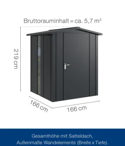 Hörmann Metallgerätehaus Juno JSD2 L-Sk Motiv Design bodentiefes Fenster, ca. B189/H219/T181 cm