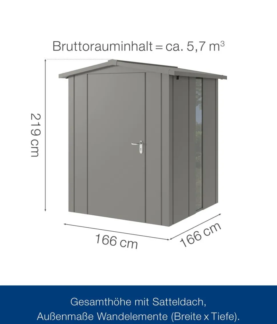 Hörmann Metallgerätehaus Juno JSD2 L-Sk Motiv Design bodentiefes Fenster, ca. B189/H219/T181 cm