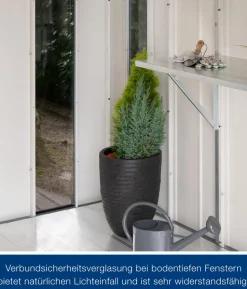Hörmann Metallgerätehaus Juno JSD2 L-Sk Motiv Design bodentiefes Fenster, ca. B189/H219/T181 cm