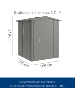 Hörmann Metallgerätehaus Juno JSD2 L-Sk Motiv Design bodentiefes Fenster, ca. B189/H219/T181 cm