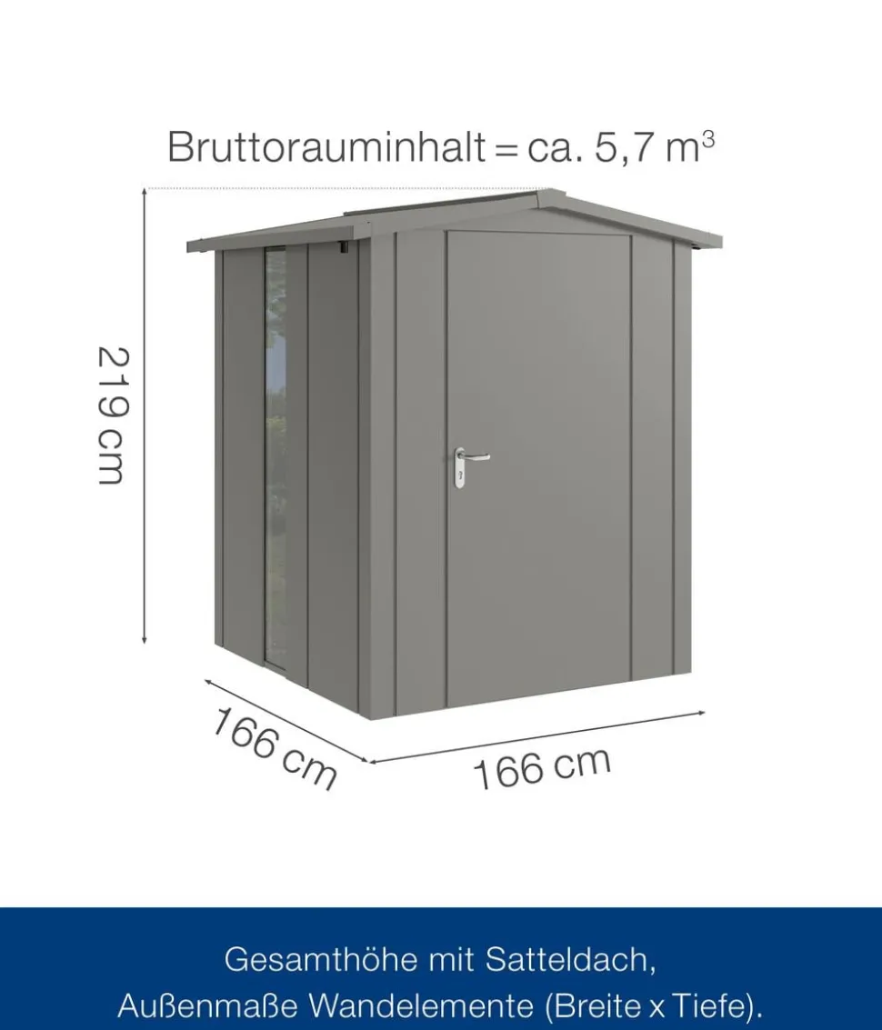 Hörmann Metallgerätehaus Juno JSD2 L-Sk Motiv Design bodentiefes Fenster, ca. B189/H219/T181 cm