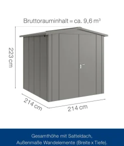Hörmann Metallgerätehaus Juno JSD5 L-Sk Motiv Design mit Doppeltür, ca. B237/H223/T229 cm