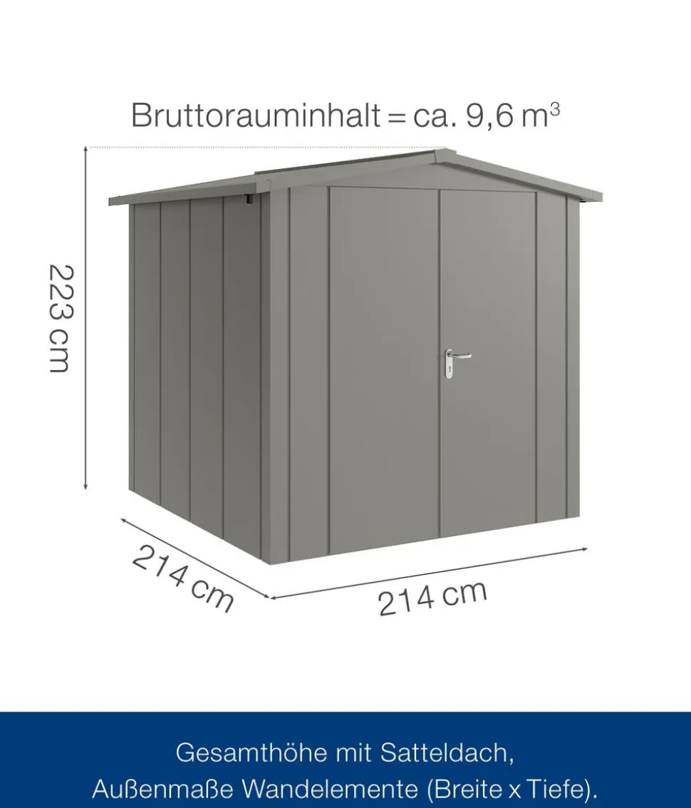 Hörmann Metallgerätehaus Juno JSD5 L-Sk Motiv Design mit Doppeltür, ca. B237/H223/T229 cm