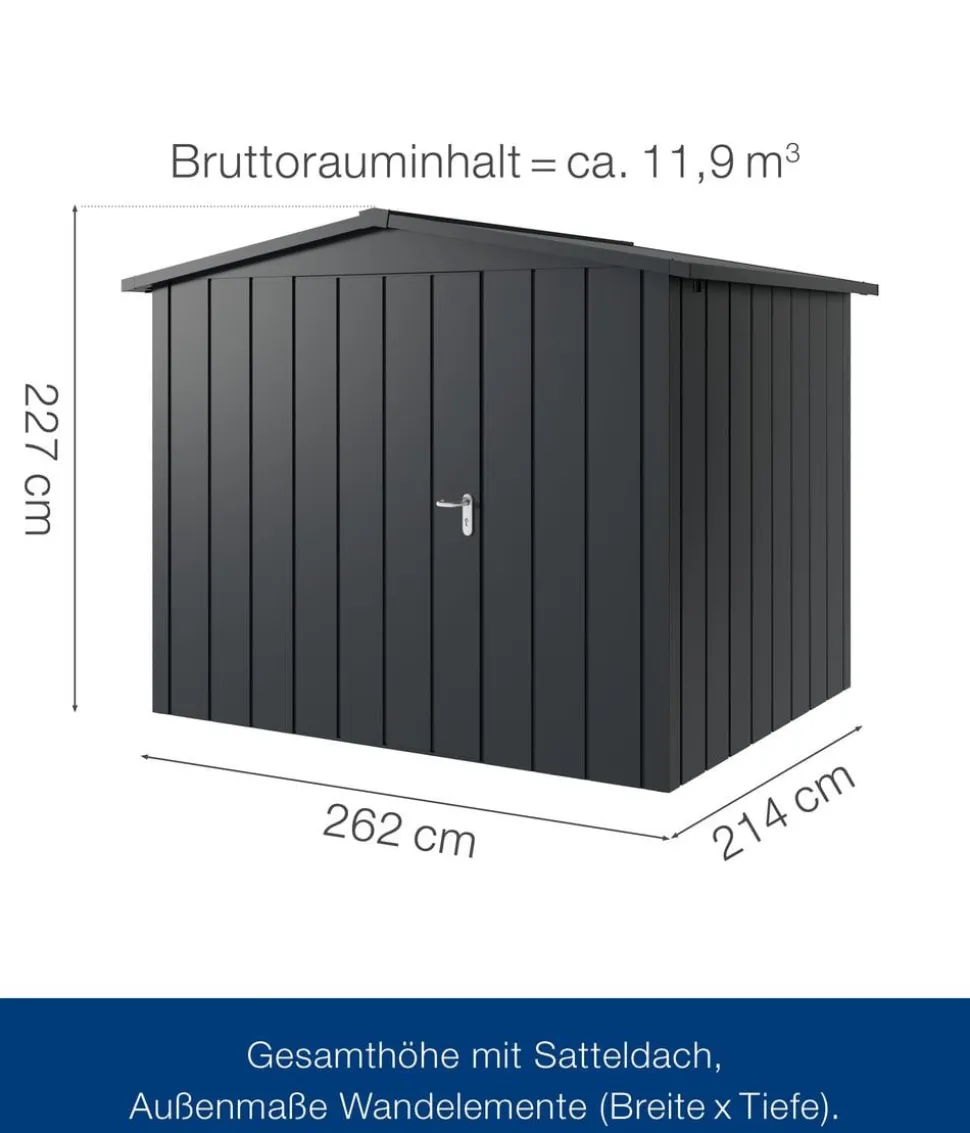 Hörmann Metallgerätehaus Juno JSD9 M-Sk Motiv Modern, ca. B285/H227/T237 cm