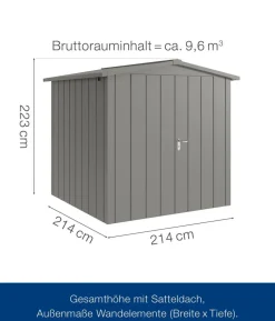 Hörmann Metallgerätehaus Juno JSD5 M-Sk Motiv Modern mit Doppeltür, ca. B237/H223/T229 cm