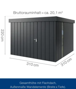 Hörmann Metallgerätehaus Juno JFD14 M-Sk Motiv Modern bodentiefes Fenster, ca. B325/H222/T325 cm