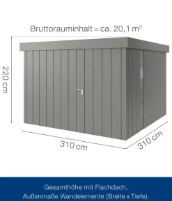 Hörmann Metallgerätehaus Juno JFD14 M-Sk Motiv Modern bodentiefes Fenster, ca. B325/H222/T325 cm