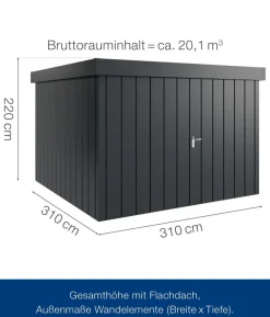 Hörmann Metallgerätehaus Juno JFD14 M-Sk Motiv Modern mit Doppeltür, ca. B325/H222/T325 cm