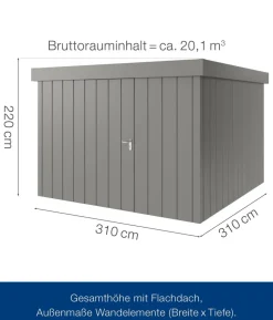 Hörmann Metallgerätehaus Juno JFD6 M-Sk Motiv Modern bodentiefes Fenster mit Doppeltür, ca. B229/H222/T277 cm