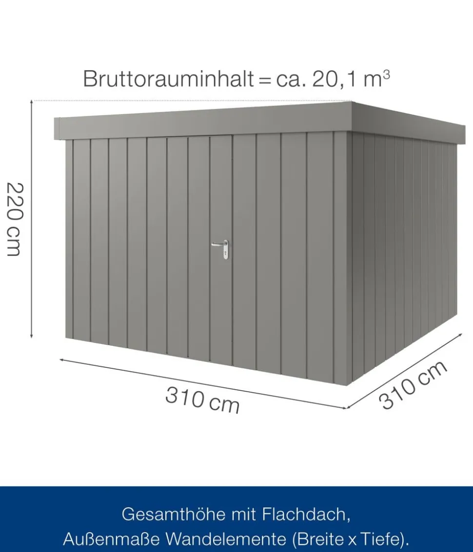 Hörmann Metallgerätehaus Juno JFD6 M-Sk Motiv Modern bodentiefes Fenster mit Doppeltür, ca. B229/H222/T277 cm