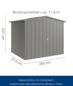 Hörmann Metallgerätehaus Juno JSD9 M-Sk Motiv Modern mit Doppeltür, ca. B285/H227/T237 cm