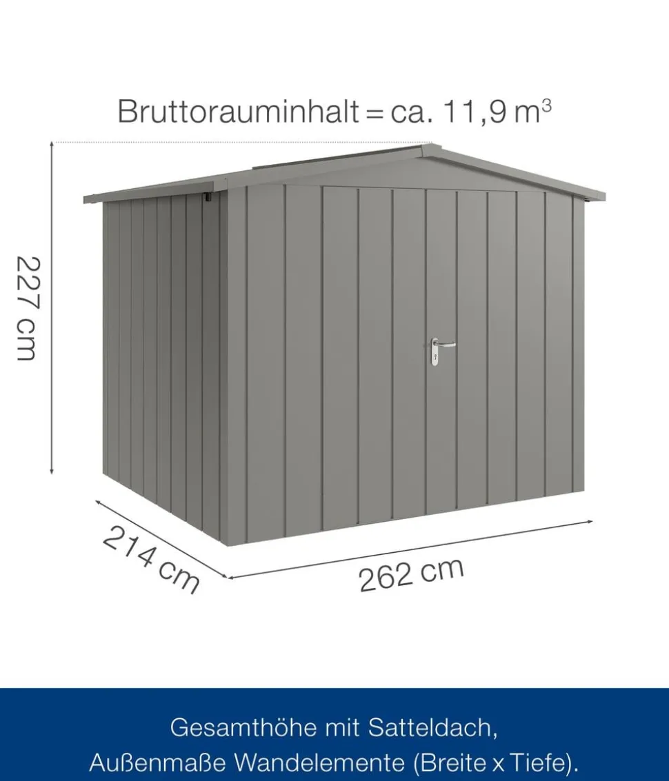 Hörmann Metallgerätehaus Juno JSD9 M-Sk Motiv Modern mit Doppeltür, ca. B285/H227/T237 cm