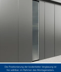 Hörmann Metallgerätehaus Juno JFD10 L-Sk Motiv Design bodentiefes Fenster mit Doppeltür, ca. B277/H222/T277 cm