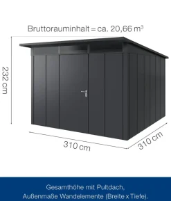 Hörmann Metallgerätehaus Juno JPD14 L-Sk Motiv Design, ca. B325/H232/T358 cm